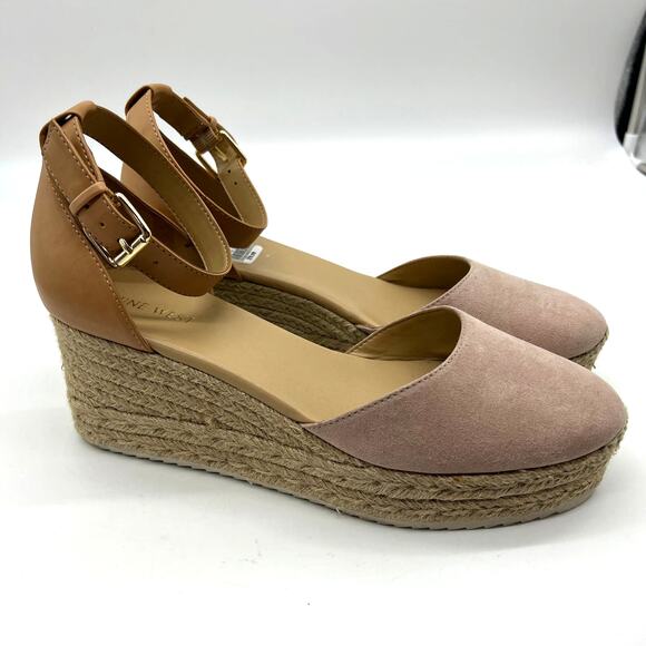 Nine West Women's Shoes Size 9.5 Ariela Espadrille Buckle Wedge Sandals Pink - Picture 1 of 12